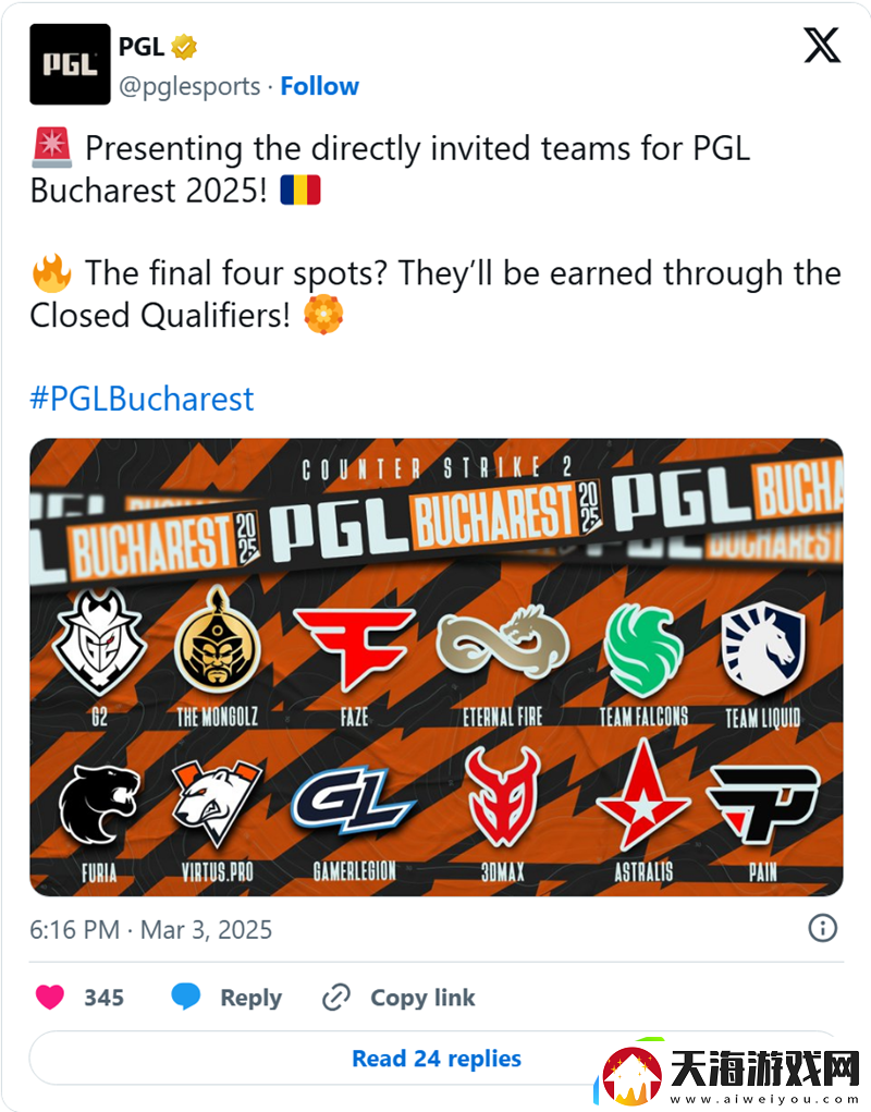 G2、Liquid及FURIA等受邀PGL布加勒斯特站